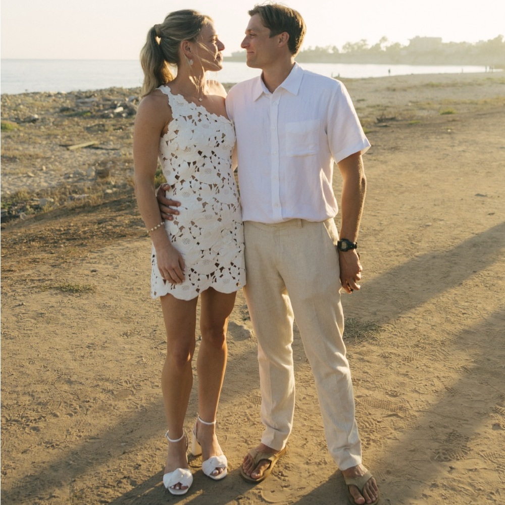 Worn once, cult Gaia Elinor white crotchet dress